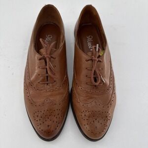 Vintage 9 West Womens 7 Brown Leather Wingtip Brogue Oxford Shoes